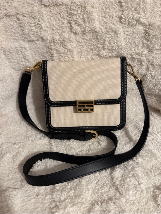 Frame Denim Handbags - Frame Denim Cream and Black Crossbody with Gold Accent